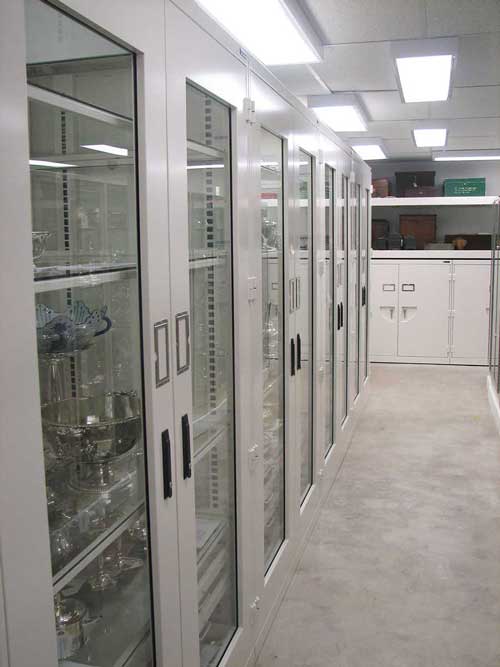 Museum storage options such as glass storage cabinets